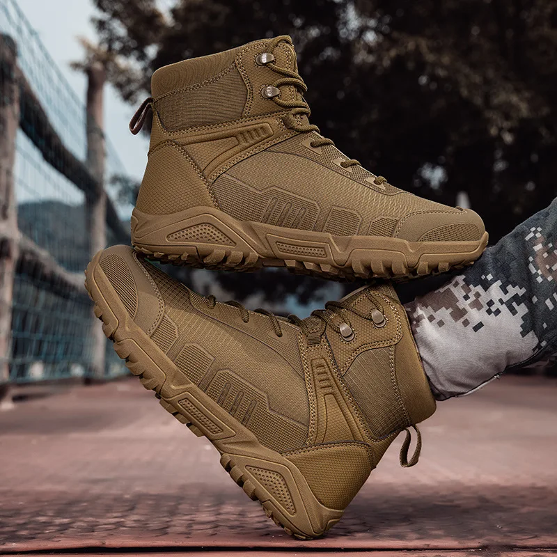 High quality ankle length leather desert boots for men size 46 47 new 2024 autumn outdoor hiking mountain shoe brown khaki