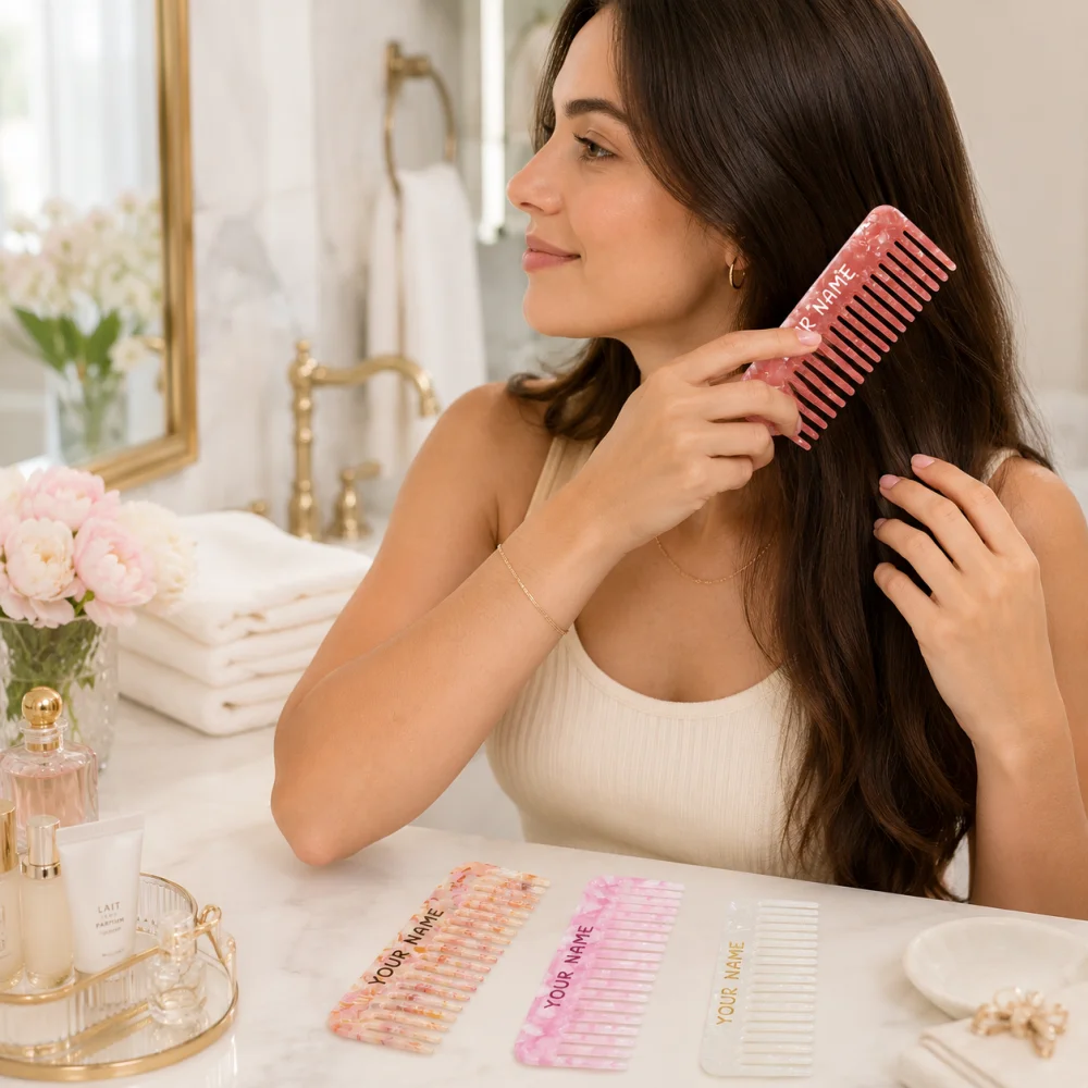 Swirl Marble Custom Name Acryl - огляд і ціна Detangling Wide Comb