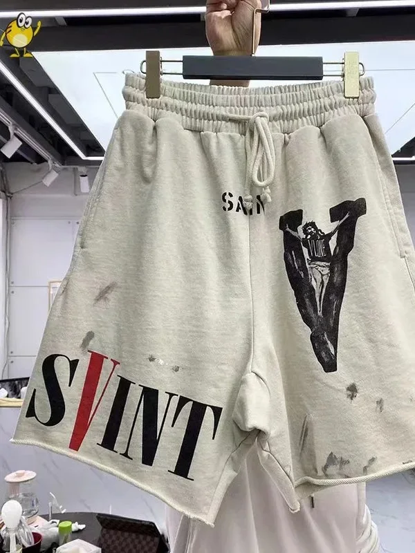 

2025 New Cross-Border Five-Point fiti Hip Hop Men's orts Personali Street Sle Summer Casual Pants Straight Leg Fit