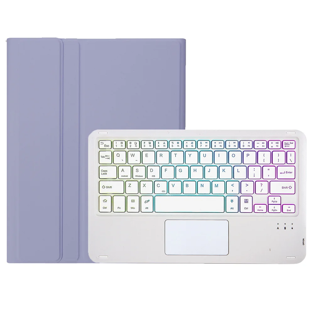 

A0N13-AS для Xiaomi Pad 7/Pad 7 Pro, кожаный чехол для планшета + ТПУ с сенсорной панелью с подсветкой, Bluetooth-совместимая клавиатура - фиолетовый