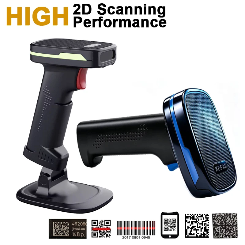 KEFAR Automatic Sensing Bluetooth Wired Wireless 2.4G Barcode Scanner Handheld 2D QR Codes Reader for Supermarket Shops Logistic