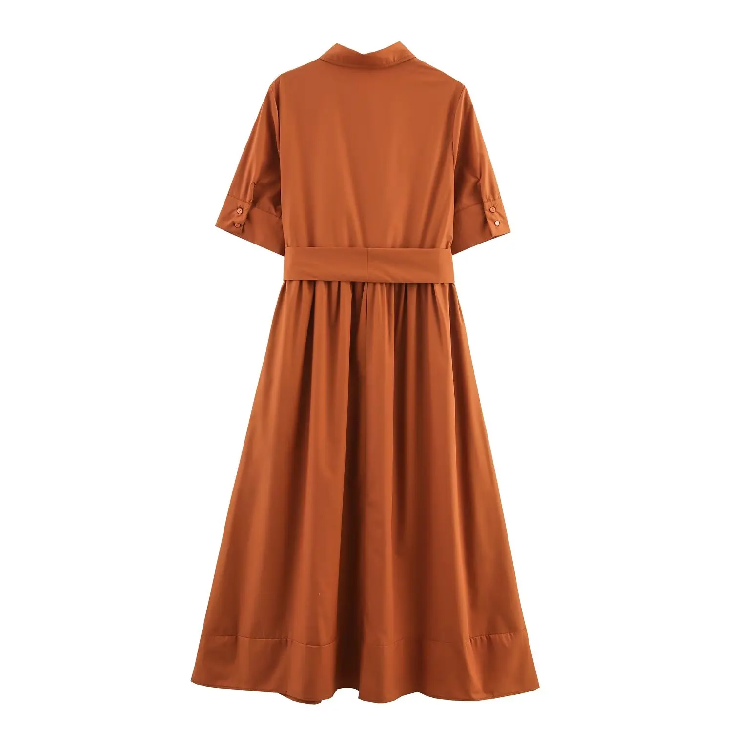 2025RARA صيف جديد المرأة عادية التنقل بسيط كل مباراة البوبلين القوس قميص نمط طويل قصير الأكمام التلبيب فستان