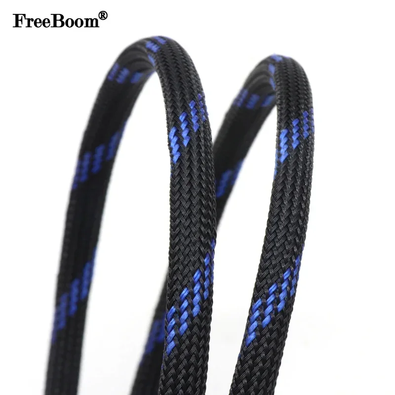 

1~50m Black-Blue PET Braid Sleeves 2/4/6/8/10/12/14/16/20/25/30/40/50mm High Density Insulated Snake Skin Cable Wrap Sheath