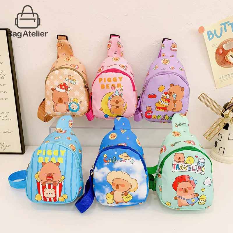 Capybara Crossbody Cute Doll Children's Backpack Multifunctional Fashion Organiser Chest Bag Zipper Coin Purse Shoulder Bag