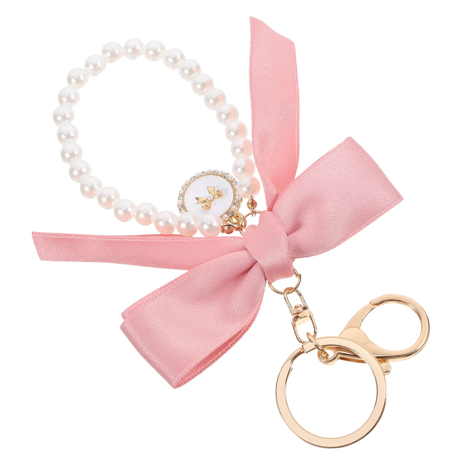 

Key Rings Bow Keychain Pearl Chains Bowknot Keychains Cute Backpack Pink Handbag Pendant Charm Miss