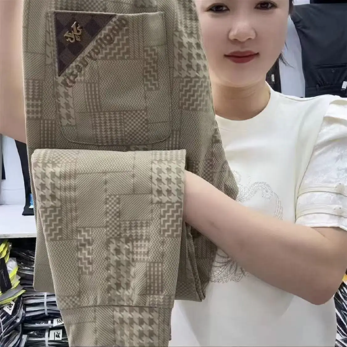 Celana Kasual Pria Sutra Es Kualitas Tinggi Celana Panjang Kering Busin Qui Ringan Tipis Musim Panas Celana Manset Slim Fit