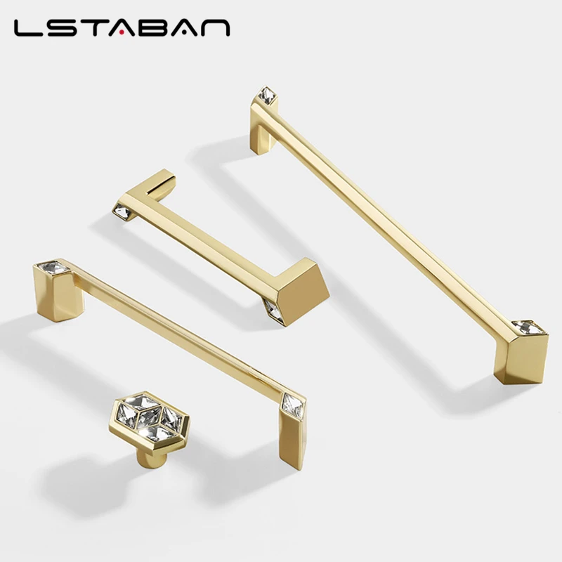Diamond Crystal Handles for Cabinets and Drawers Modern Black Furniture Handles Wardrobes Door Pulls Dresser Knobs Hardware