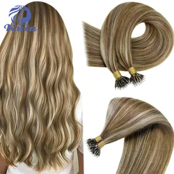 Straight Nano Ring Human Hair Extensions For Women 50Pcs Micro Ring Hair Extensions Human Hair Keratin Capsule Fushion Hair