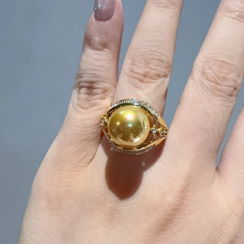 خمر الذهب اللون خواتم اللؤلؤ الزفاف الشمبانيا للنساء حجر الراين قابل للتعديل جودة المجوهرات الفاخرة مصمم الهدايا 2025 #5