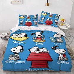 Snoopy Happy Puppy Polyester Quilt Cover, Decor Print, Comfortable Set, Dopamine Color, Breathable Bedding for Teenager Children