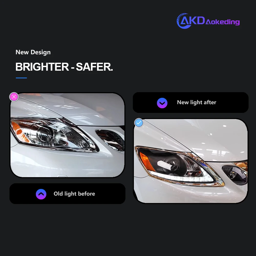 GS 350 ヘッドライト Lexus-LED車のヘッドライト,Xus gs 2004-2012 gs300 gs350用ヘッド