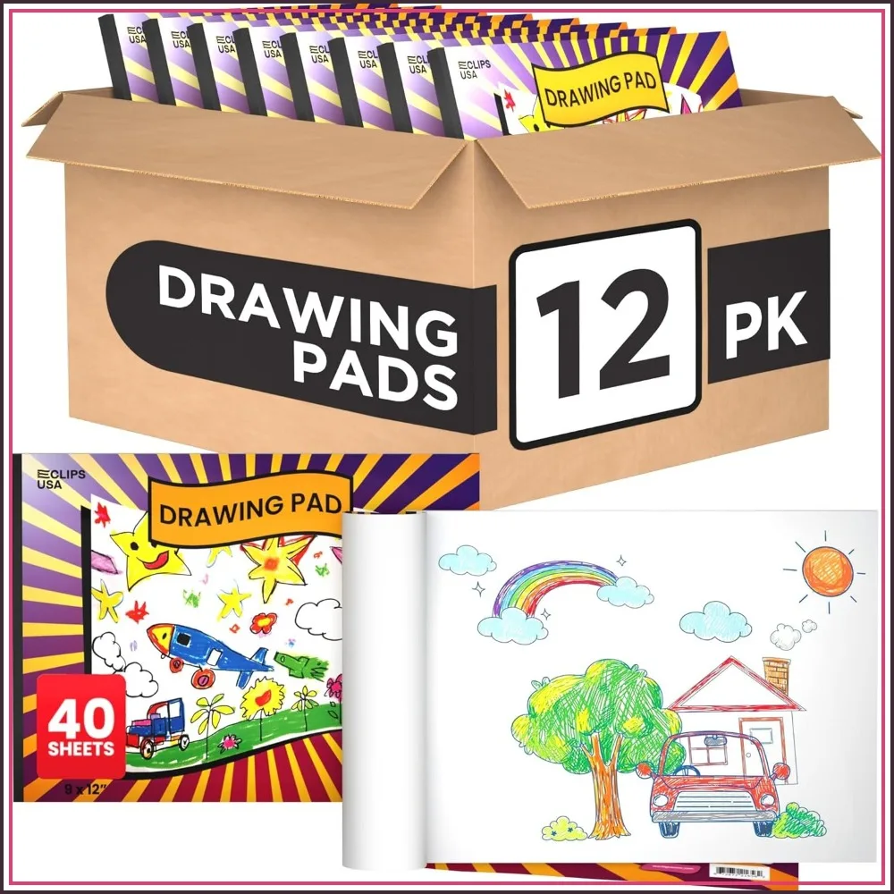 

Sketch Book for Kids 9x12, 40 Sheets, Durable Drawing Pad for Art & School