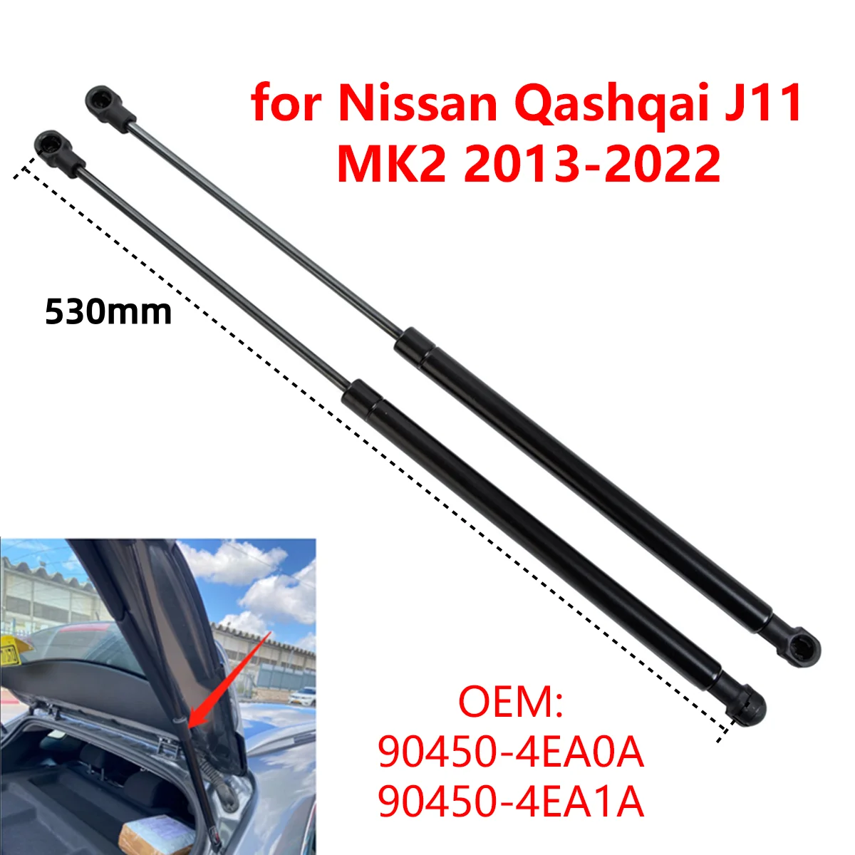 2 szt. Amortyzatory gazowe klapy bagażnika tylnego 904504EA0A do Nissan Qashqai J11 MK2 2013-2022