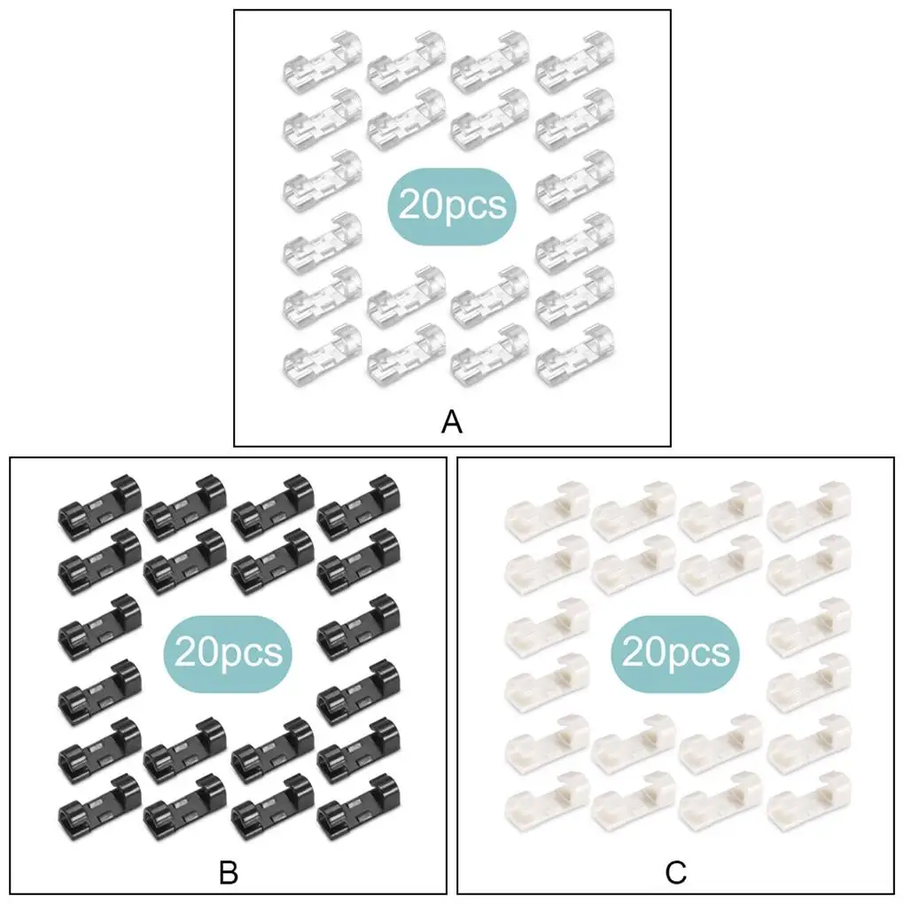 Pack of 20 Cable Clips Practical Safe to Wall Fastener Wire Drop Holder Wear-resistance Organizer Cord Clip White