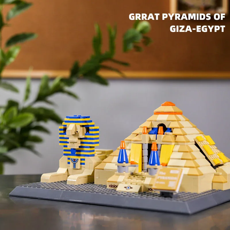 

Creative Egypt Historical Ancient Architecture Building Block Sphinx Giza Pyramid Construction Model Brick Toys Collection