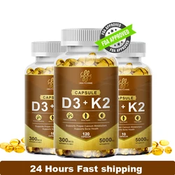 Vegan Vitamin D3 5000iu (125 mcg) + Vitamin K2 (100mcg VitaMK7) Non-GMO, Gluten Free in Cold-Pressed Olive Oil D3K2 Supplement