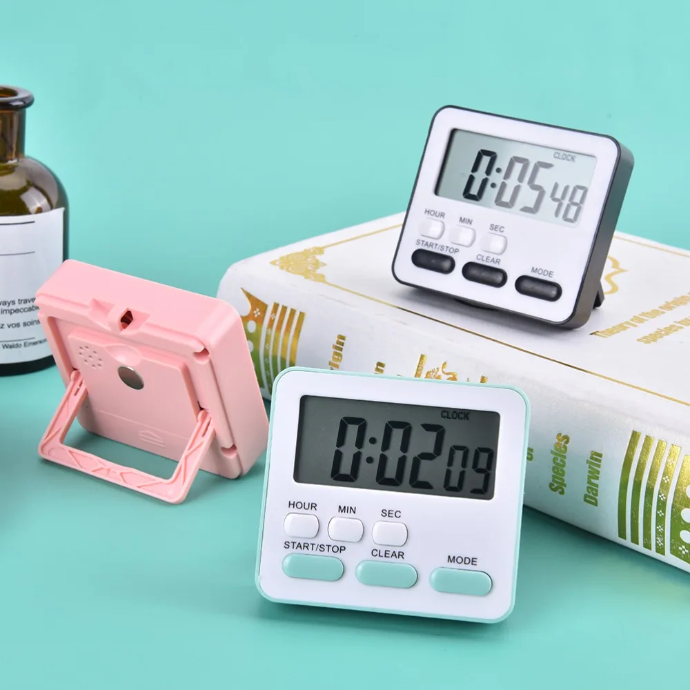 Practical Sleep Cooking LCD Digital Display Kitchen Accessory With Flashing Light Kitchen Timer Alarm Clock Stopwatch