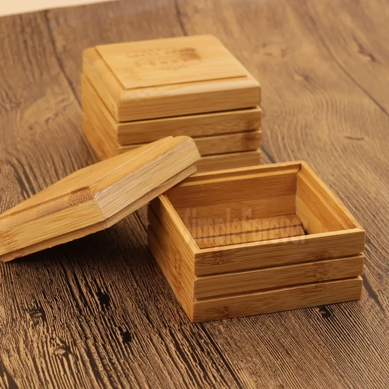 50pcs New Japanese Style Bamboo Soap Box Household Necessities 8.5*5.5*8CM