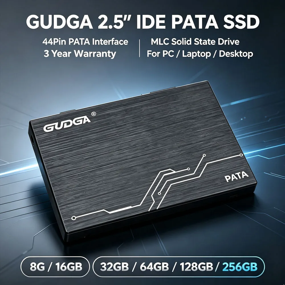 GUDGA 2.5'' IDE PATA Interface SSD 44pin 8G 16GB 32GB 64GB 128GB 256GB MLC Solid State Drive For PC Laptop Desktop Hard Drive