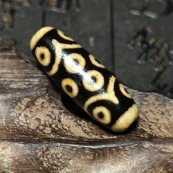 Tibet Black/White 15 Eyes Totem DZI Beads Mildly Weathered Type 38 mm Old Agate Beads Men&Women Amulet Jewelry DIY Free Shipping