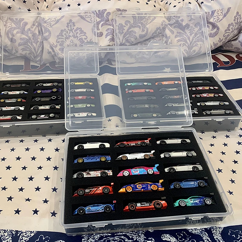 1/64 Car Model Display Case With Protective Cotton Plate,15 Positions Storage Box For Transport Protection Box