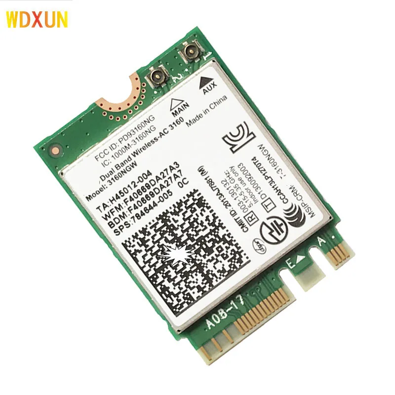 무선-ac 3160 3160ngw AC3160 3160AC 무선 듀얼 밴드 802.11AC 블루투스 4.0 ngff wifi 카드