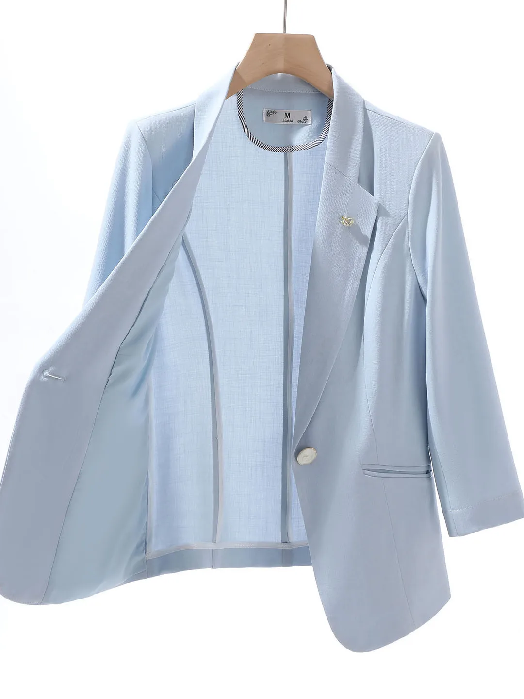 

Elegant Women's Suit Jacket Casual Fashion Design Seven-Quarter Sleeve Short Style Commute Polyester Fiber Anti-Wrinkle