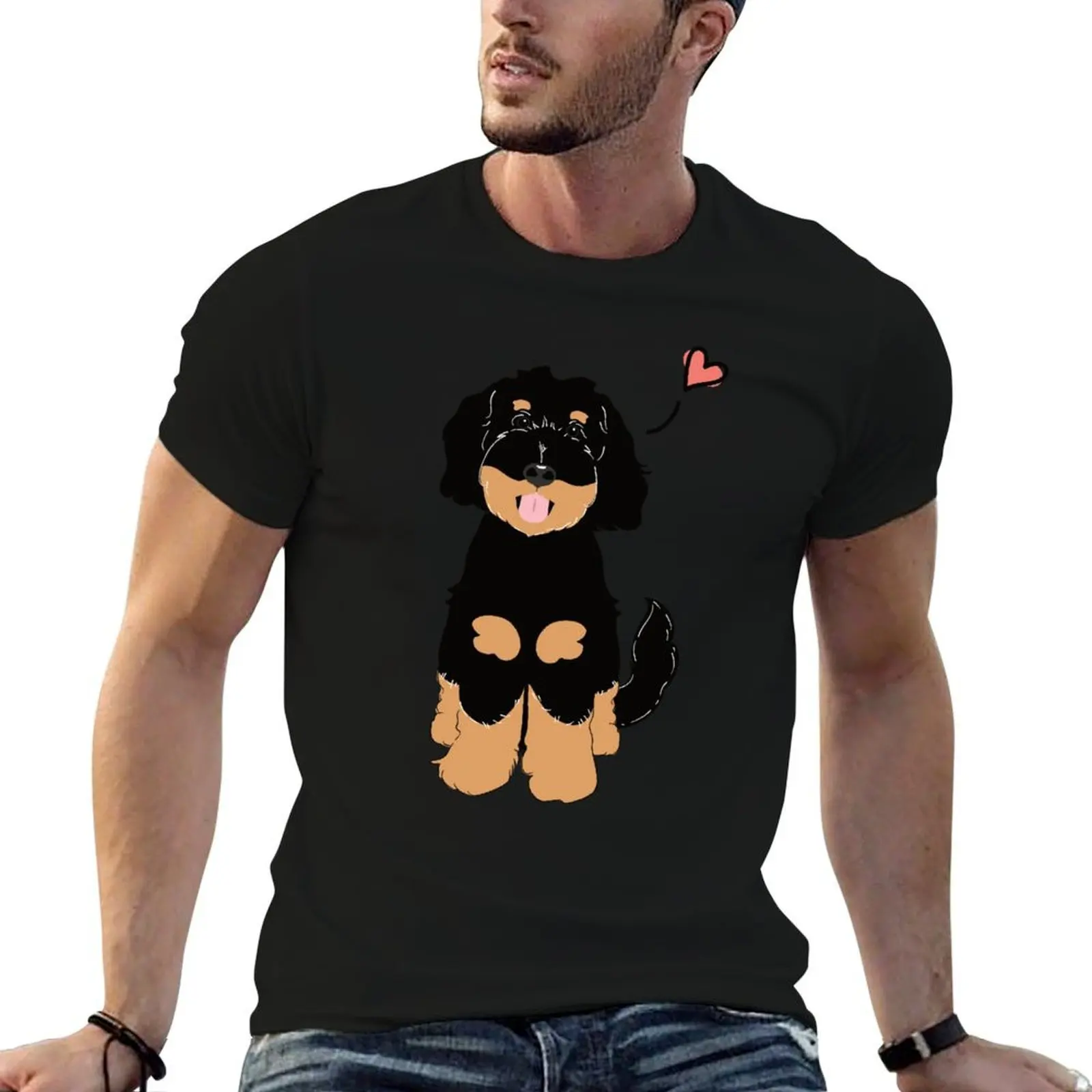 

LOVE Black Tan Phantom Goldendoodle Dog T-Shirt t shirt men 100% cotton luxury brand man t shirts for men T-Shirt