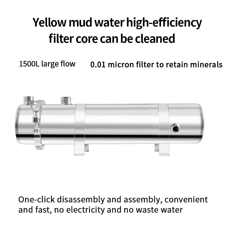 Mussidan-filtro PVDF de acero inoxidable para cocina, sistema de ultrafiltración de 1500L, máquina de tratamiento de agua potable