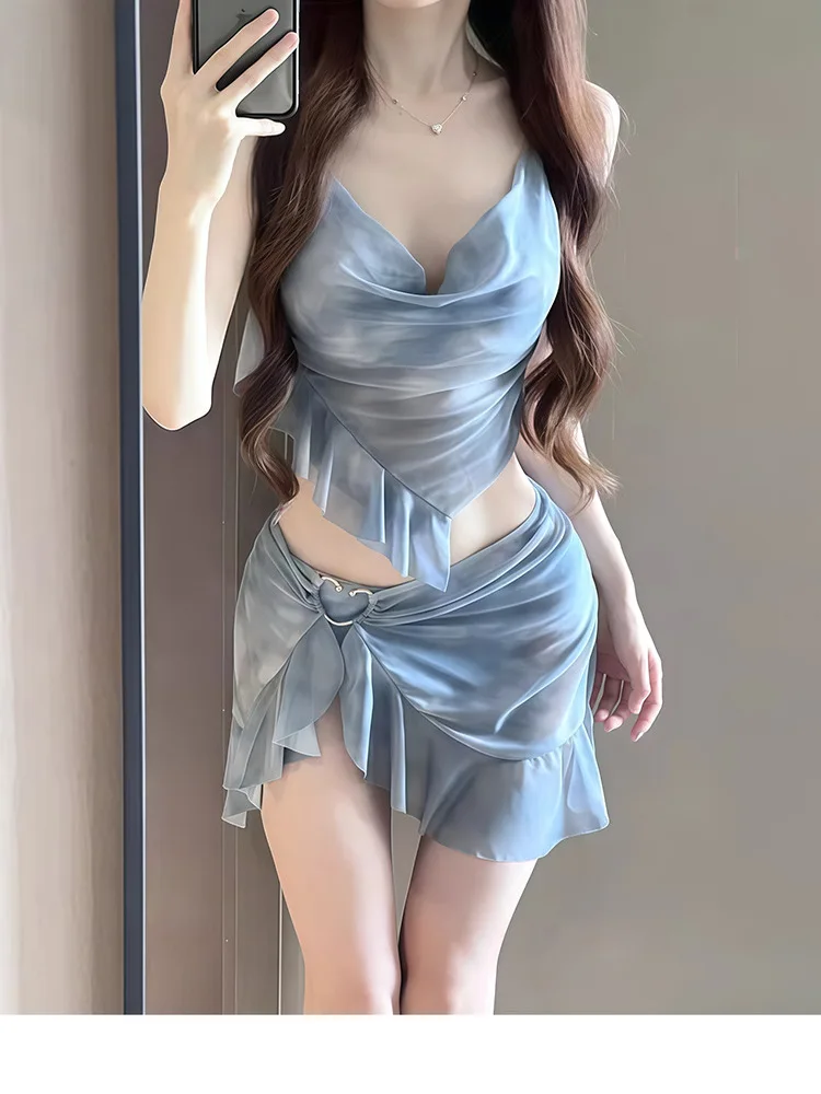 

Женский купальник-бикини, новинка 2025 года, чувственный пляжный купальник, отдельный комплект футболок для похудения, накидка, сексуальный дизайн