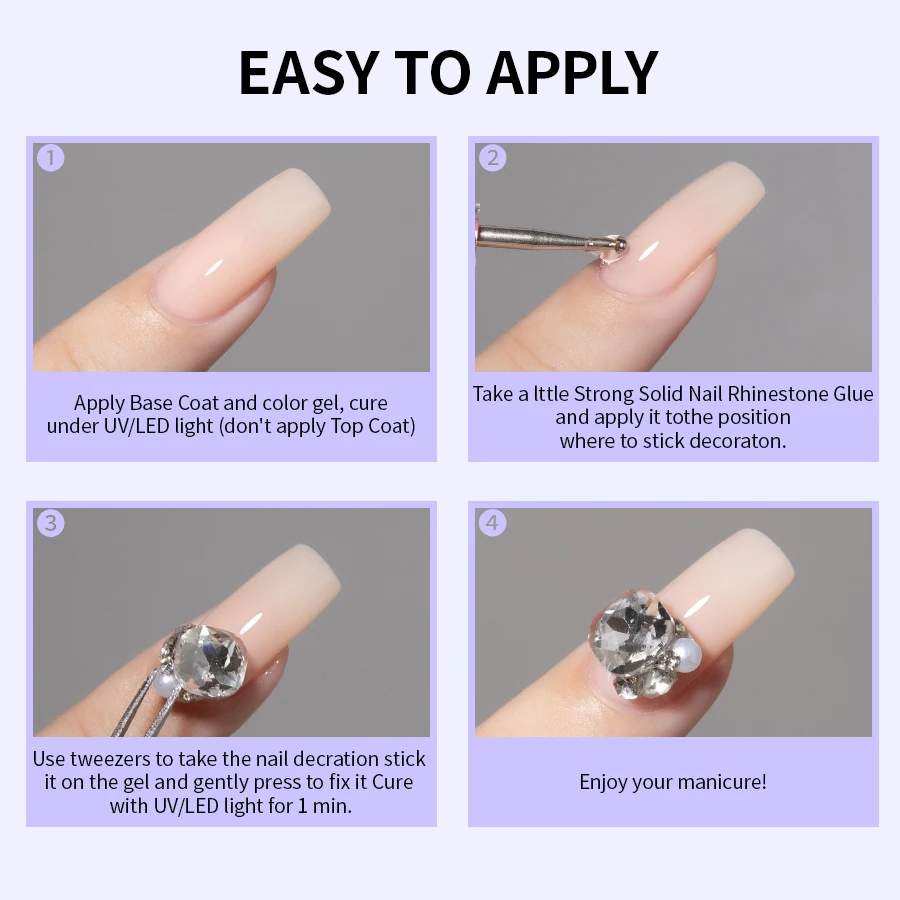 QNL 5g Nail Rhinestone Glue for Nails Super Strong Gel Nail Adhesive Glue No Wipe Nail Glue 3D Crystals Beads Diamonds Sticker - Image 4