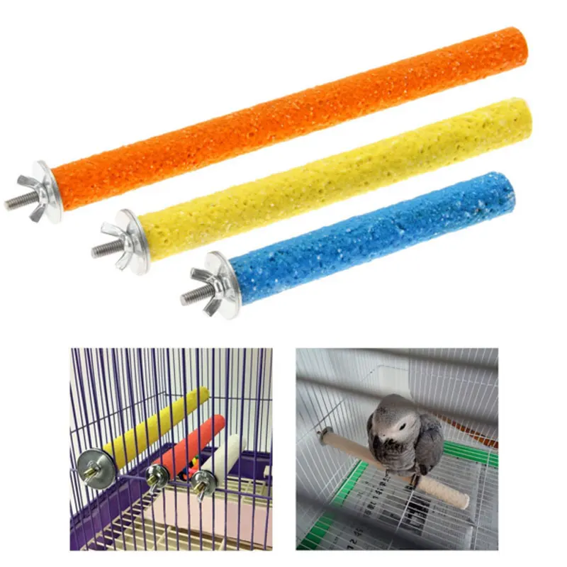 New Pet Bird Cage Stand Platform 10-18cm Paw Grinding Parrot Parakeet Spiral Grinding Claw Rod Stand Bar