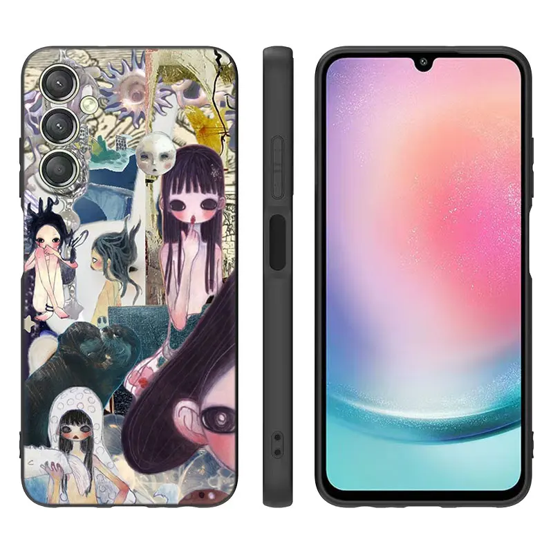 Aya Takano Funky art Black Case For Samsung Galaxy A15 A14 A05 A34 A54 A52S A53 A33 A23 A24 A13 A12 A22 A32 A50 A51 A70 A71 A73