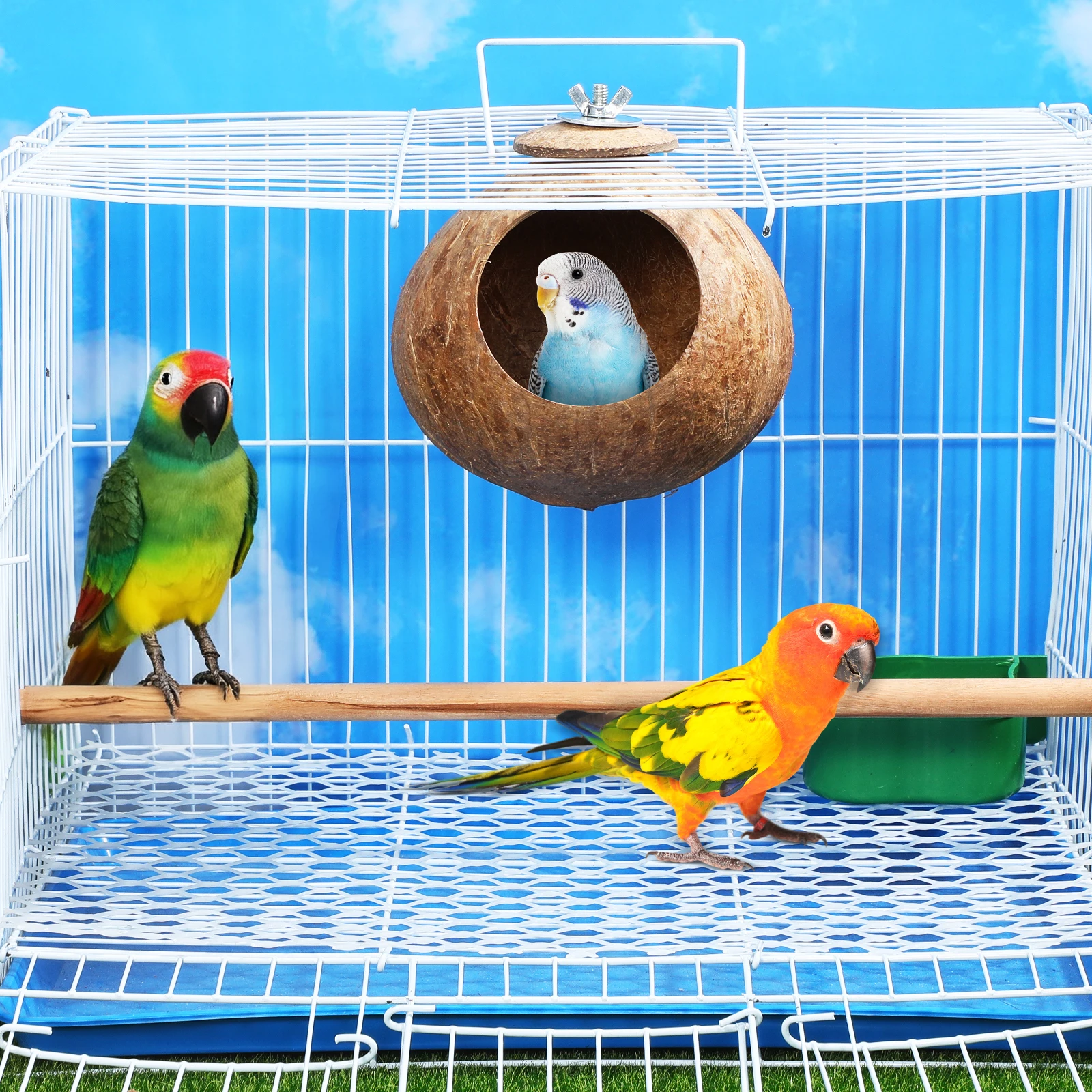 

Pet Bird Coconut Shell for Parrot Canary Lark Small Birds Durable Safe Pet Birds Nest Natural Design Hanging Nest