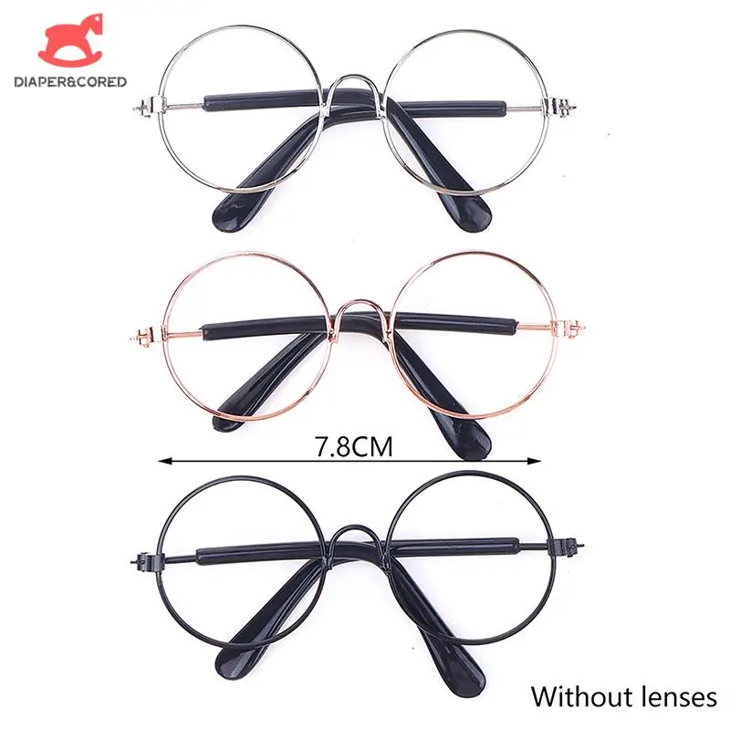 Unique Design 20cm Dolls Glasses High Quality 3 Color Round Frame Lensless Eyewear Toy Miniature Eyeglasses Accessories