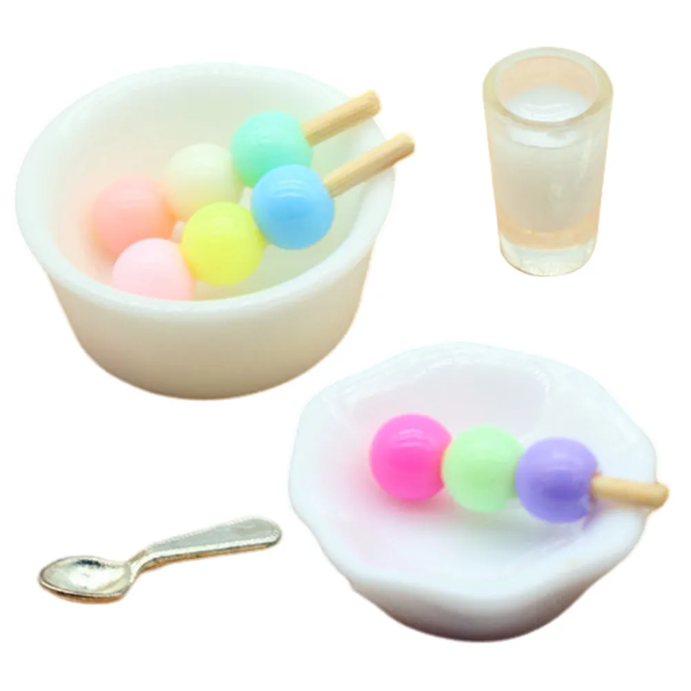 1Set Mini Dessert Simulation Resin Food Snack Ornaments Realistic Pretend Food Play Set Home Decoration Mini House Accessories