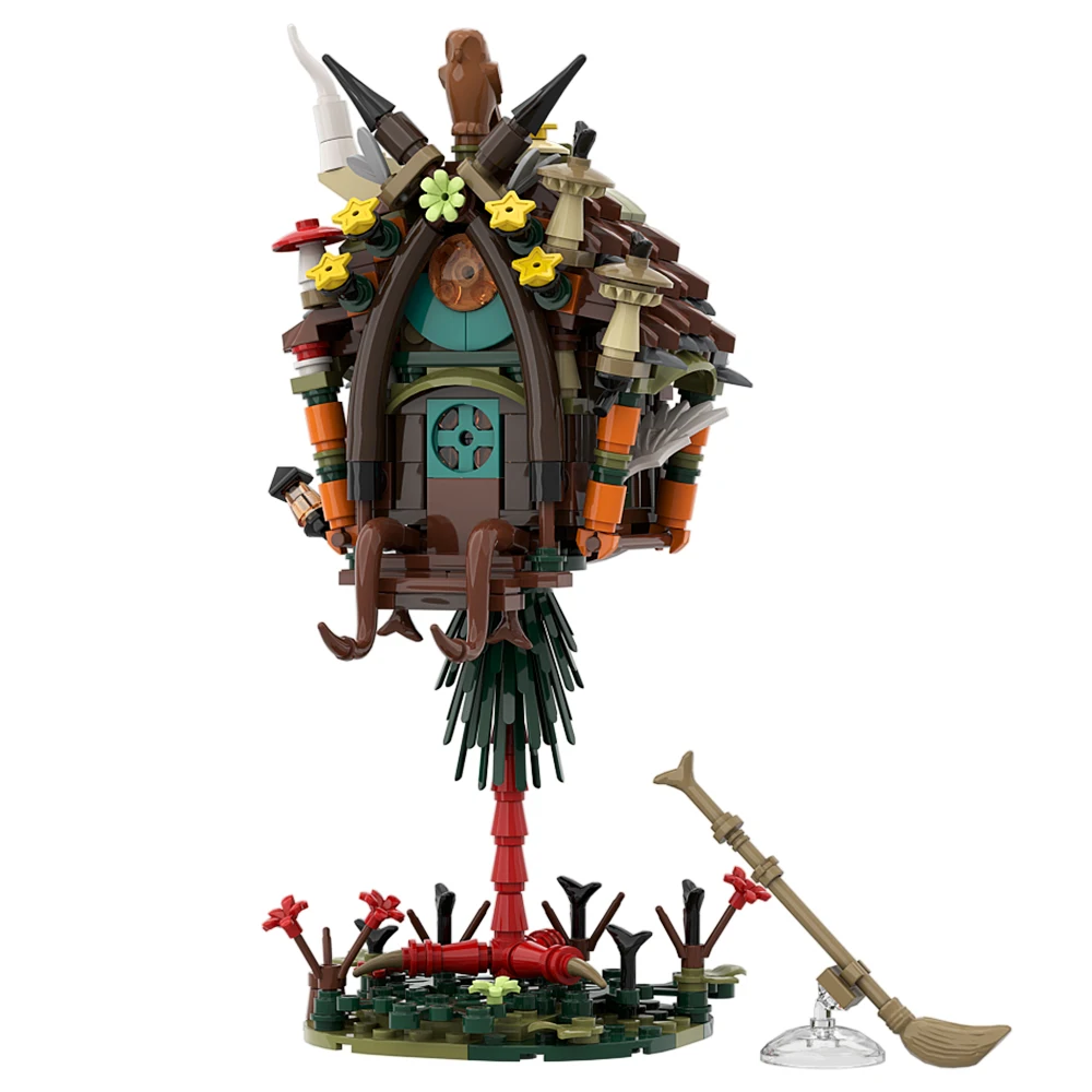 MOC Baba Yaga Hut Old Witch Chicken Legged House Model Bricks Movie Cartoon Witch Magic Cabin Building Block Kids Toy Xmas Gift