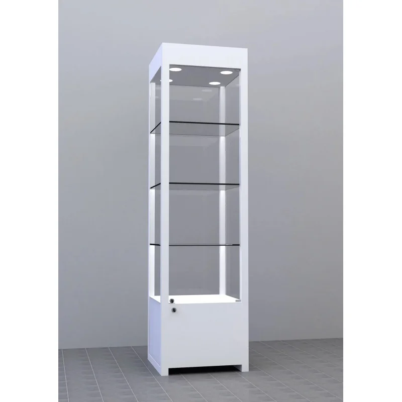 custom.Paint-Finished Tempered Glass MDF LED-Lit Heavy Duty Durable Display Cabinet Modern Showcase Retail Stores Shopping C