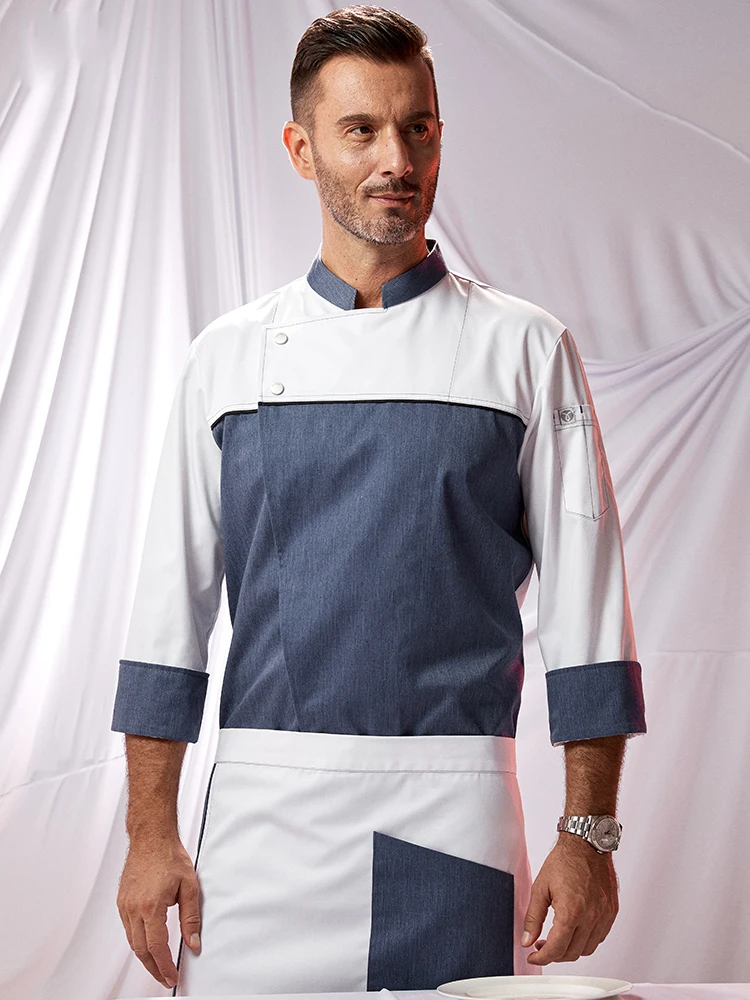 Ropa de Chef de restaurante, chaqueta de cocina de Hotel para mujer, uniforme de trabajo de panadería de un hombre, mangas largas, abrigo de trabajo de cafetería y camarera