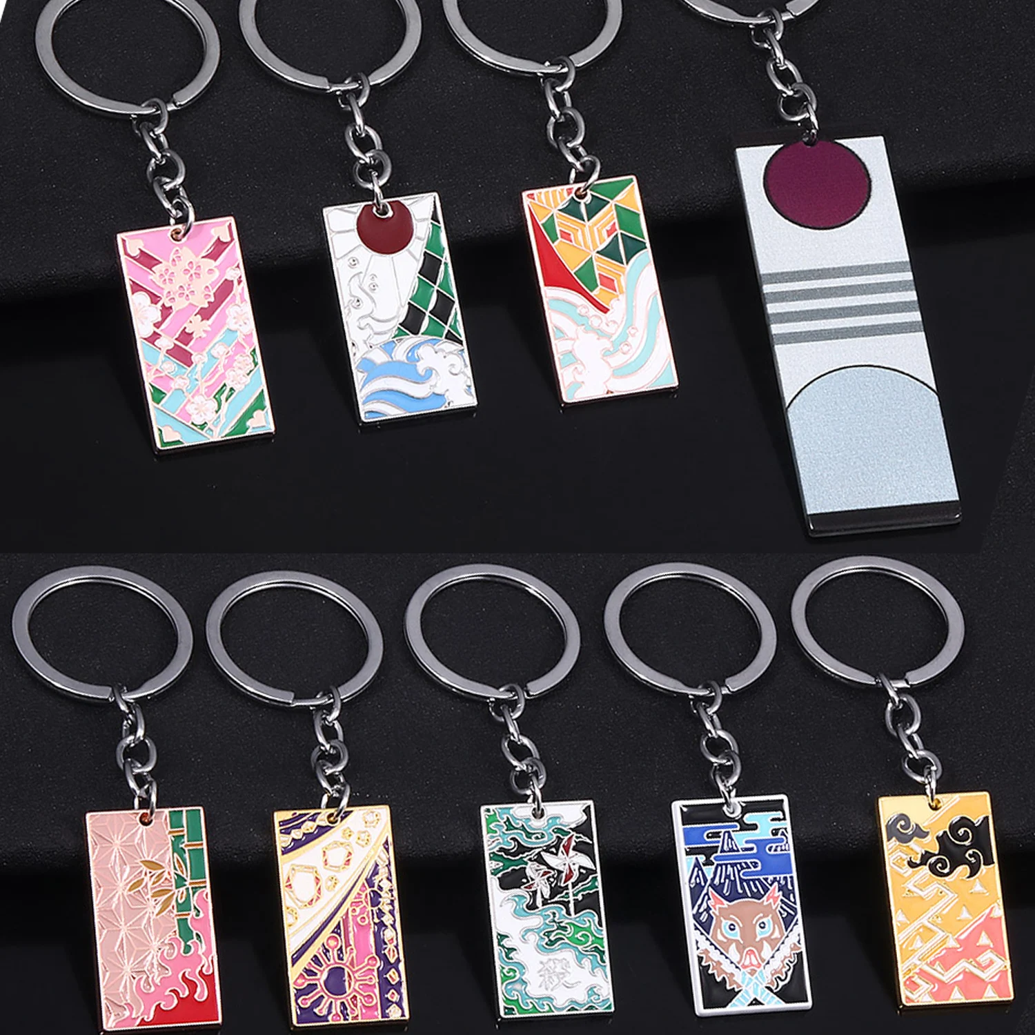 Anime Demon Slayer Kimetsu No Yaiba Metal Keychain Rengoku Kyoujurou Uzui Tengen Kanroji Mitsuri Pendant Key Chains Jewelry Gift