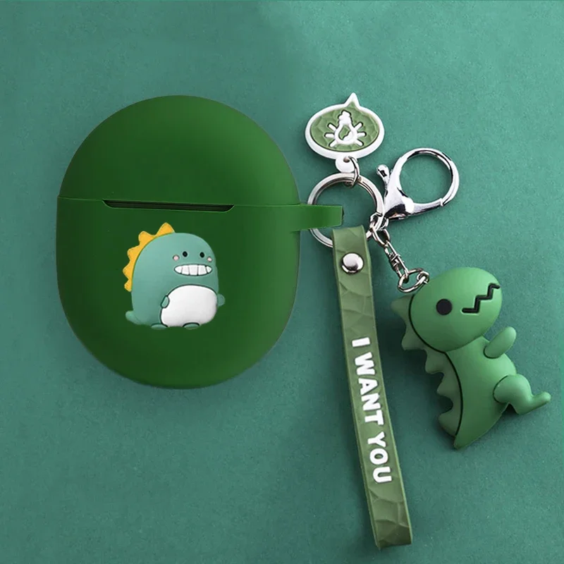 สำหรับ Realme Buds Air 2การ์ตูนไดโนเสาร์/แพนด้าน่ารักหูฟังซิลิโคนป้องกันพร้อมพวงกุญแจอุปกรณ์เสริมกล่อง