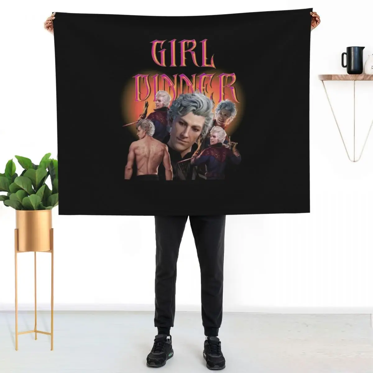 Astarion girl dinner - bg3 Game Throw Blanket Sofa Throw Flannels Luxury St Beautifuls Large Hair Blankets