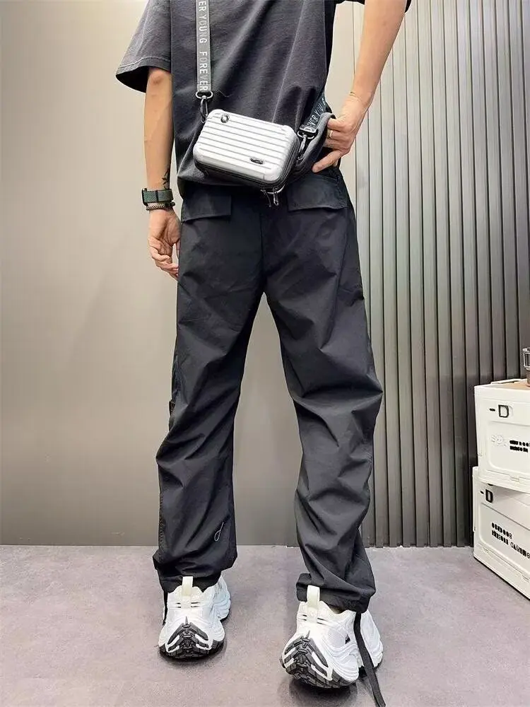 オーバーサイズヒップホップ春夏ストレートカーゴパンツ男性 Techwear 高級ルーズ韓国スタイルデザイナー綿長ズボン男