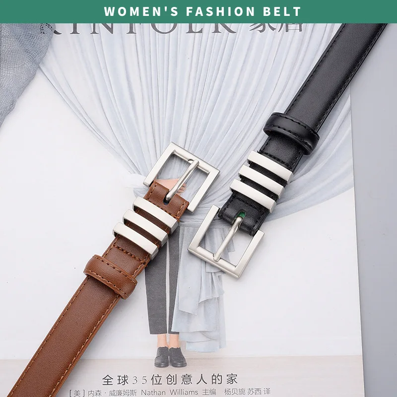 New women's belt with three rings, Korean style decoration, paired with jeans, versatile and fashionable high sense waist belt