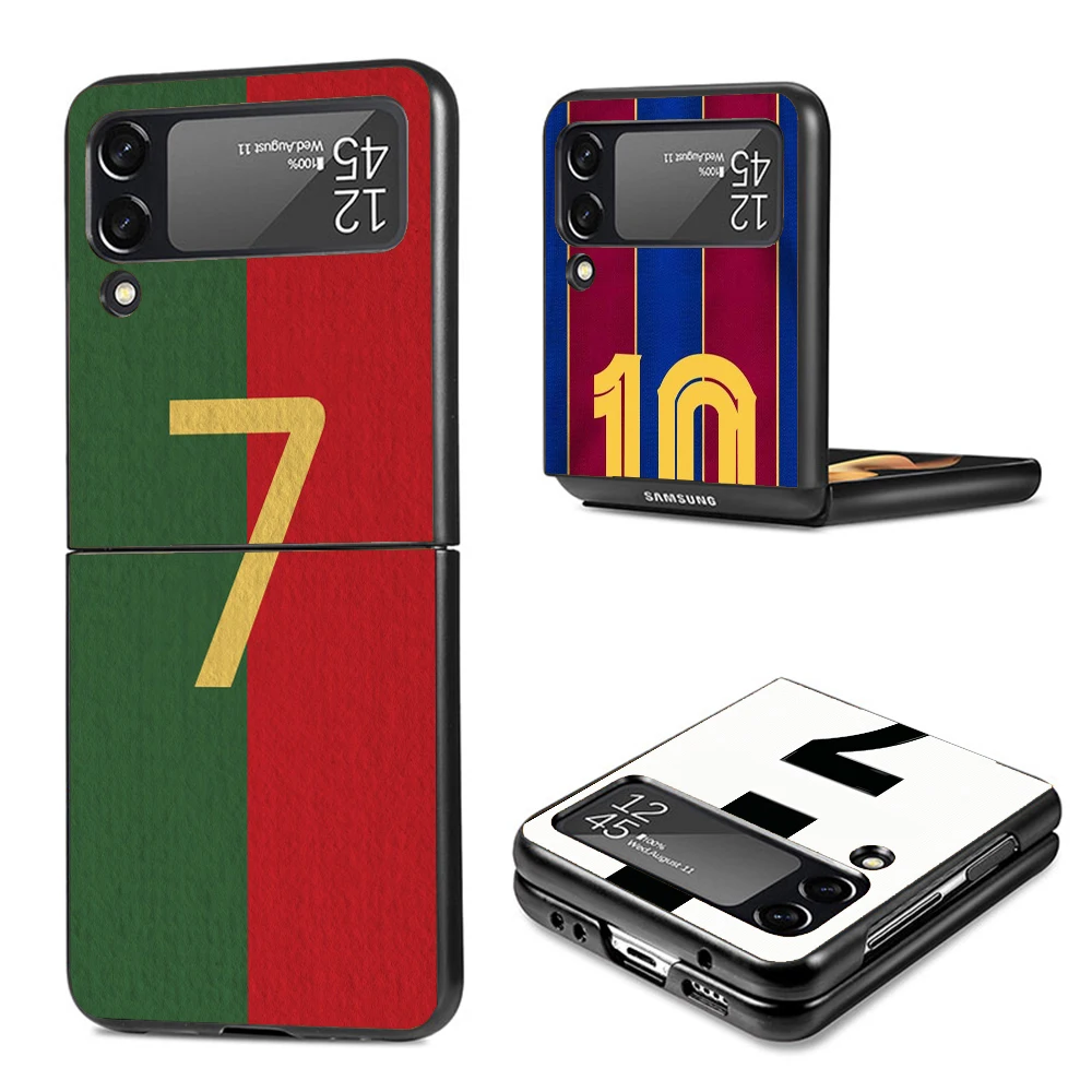 FootBall SuperStar Number C 7 10 Phone Case For Samsung Galaxy Z Flip6 5G Flip5 Flip4 Flip3 ZFlip 6 3 4 5 Hard PC shockproof Bac