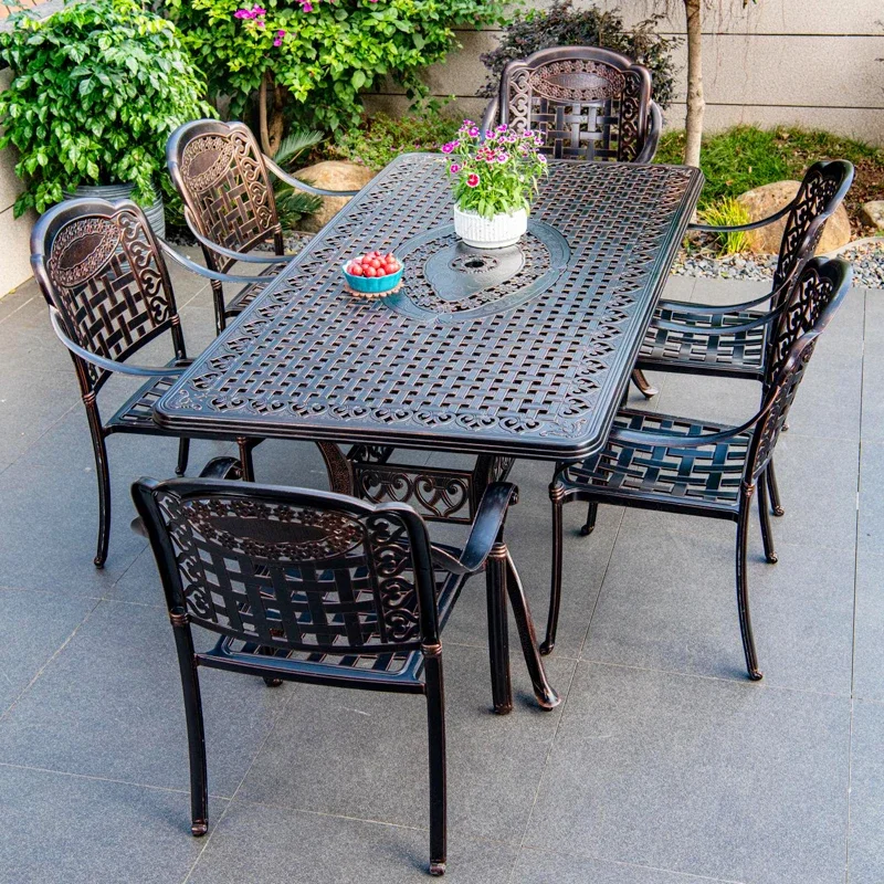 Outdoor tables and chairs cast aluminum villa garden balcony open-air leisure outside iron chair courtyard outdoor aluminum allo