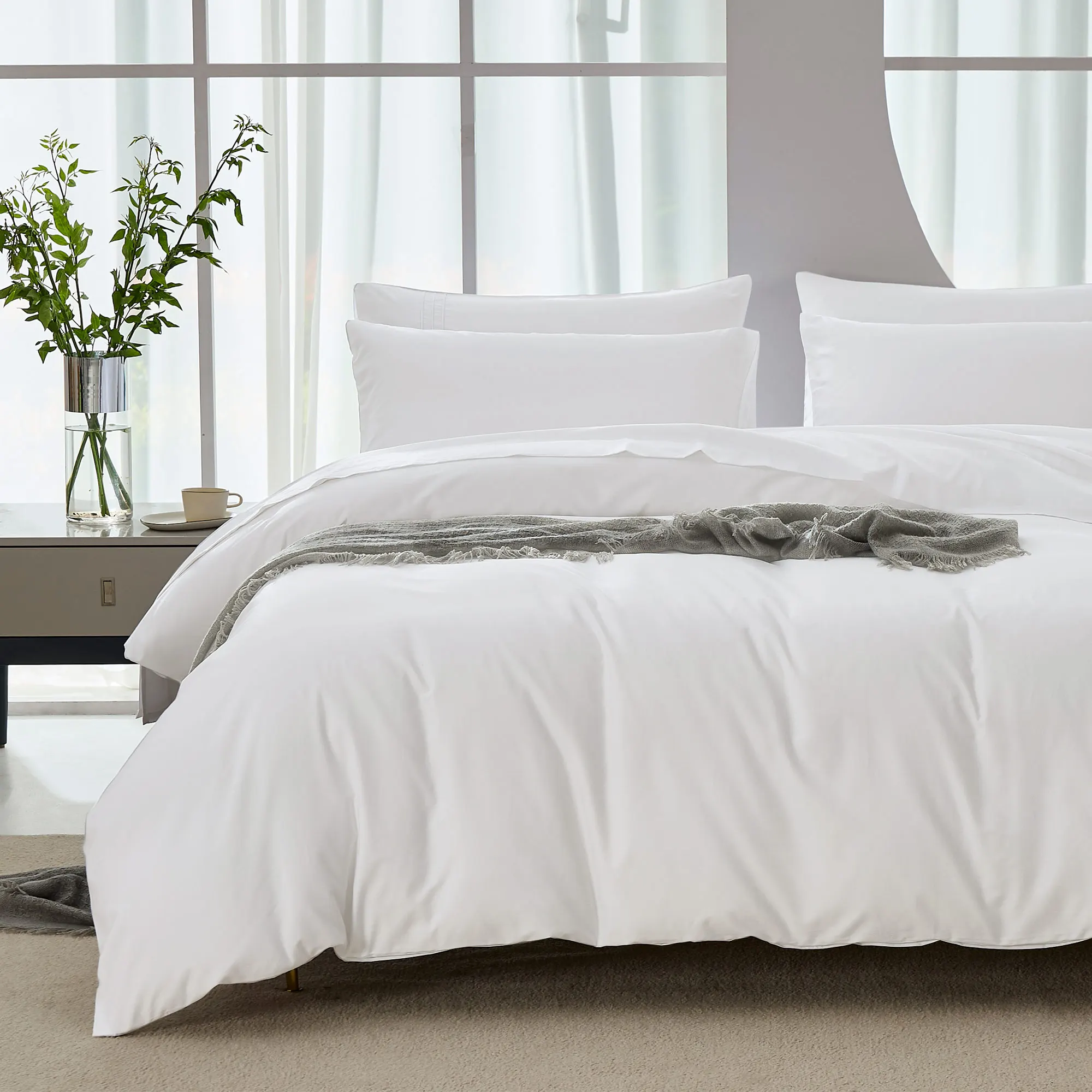 

JELLYMONI Duvet Cover Set Ultra Soft - Eucalyptus Lyocell Cotton Blend Silky Comforter Cover Set