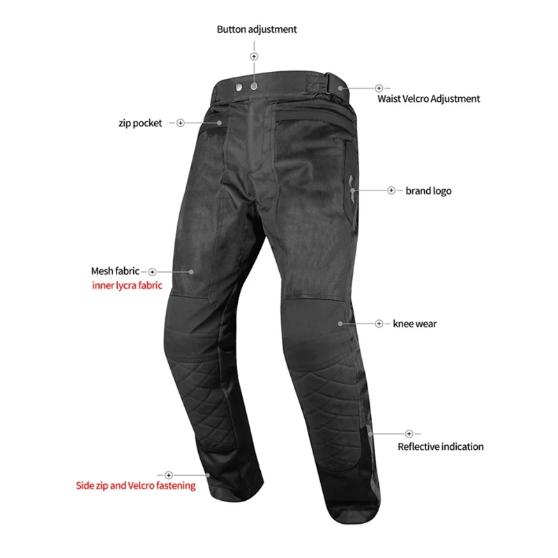 

Ones Again Breathable Motorcycle Riding Pants SP01 Black/Gray Built-in CE Knee Pads Casual Simple Riding Gear Men Trousers