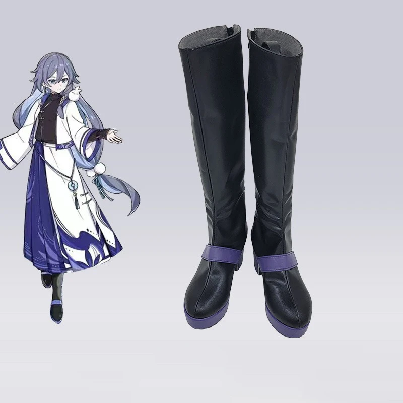 Seele vollerei cosplay sapatos de couro do plutônio botas de carnaval de halloween honkai impacto 3 cosplay adereços feitos sob encomenda