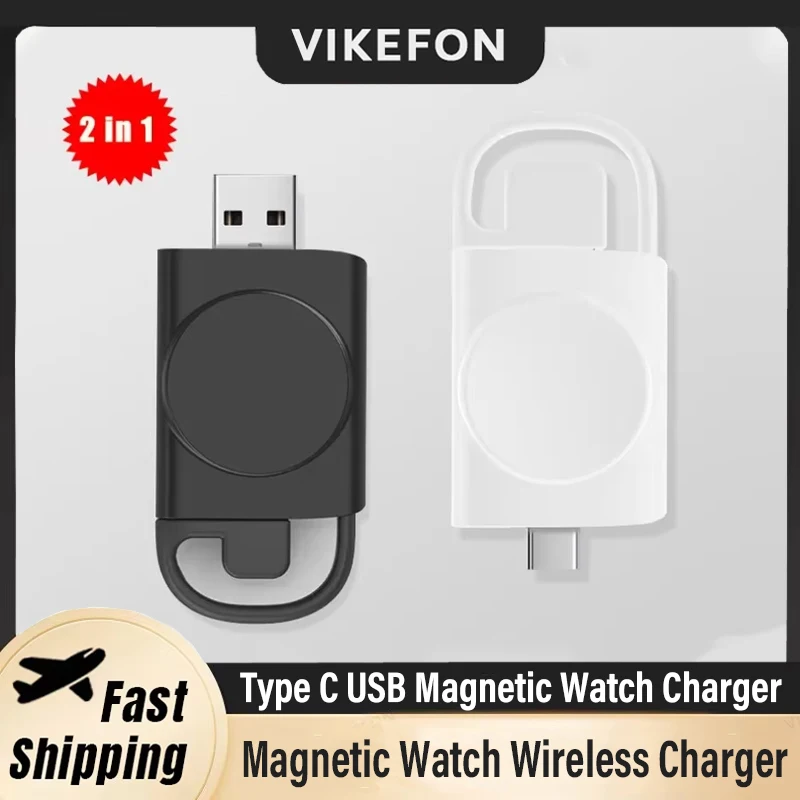 

2 IN 1 PD Type C USB Magnetic Watch Wireless Charger For Apple Watch IWatch 10 9 8 7 6 5 SE Ultra Portable Fast Charging Station